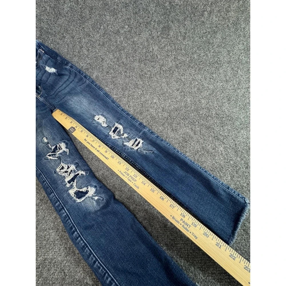 Abercrombie Kids High Rise Jean Legging Slim 9/10 Distressed Frayed Hem Denim
